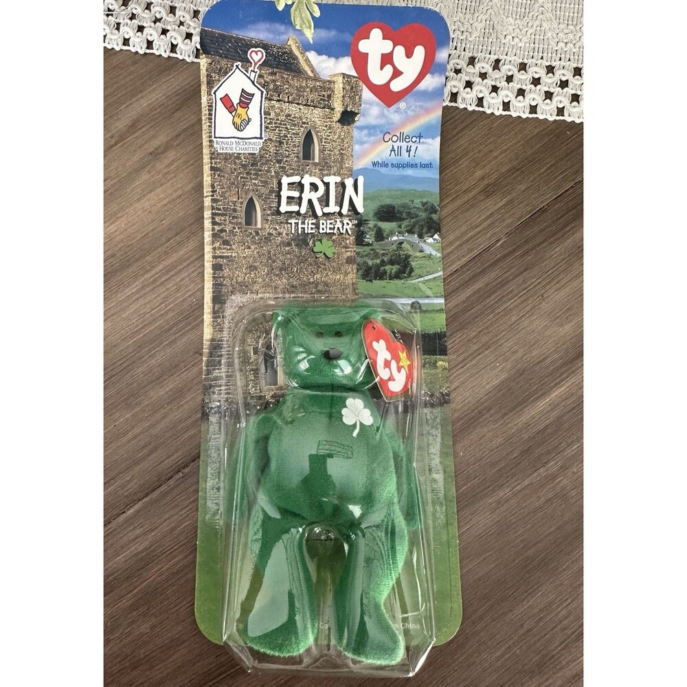 Erin The Bear-1999 McDonalds Ty Beanie Baby with Rare Errors 1993 OakBrook